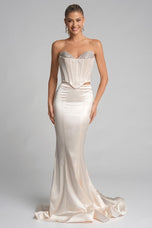 Portia and Scarlett Two Piece Satin Corset Prom Dress PS26170