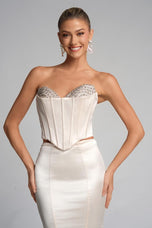 Portia and Scarlett Two Piece Satin Corset Prom Dress PS26170