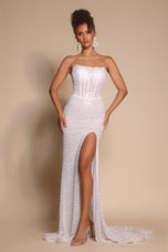 Portia and Scarlett Fitted Pearl-Embellished Prom Dress PS26173