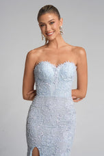 Portia and Scarlett Strapless Lace Corset Prom Dress PS26175