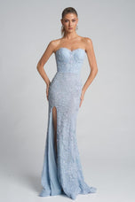 Portia and Scarlett Strapless Lace Corset Prom Dress PS26175
