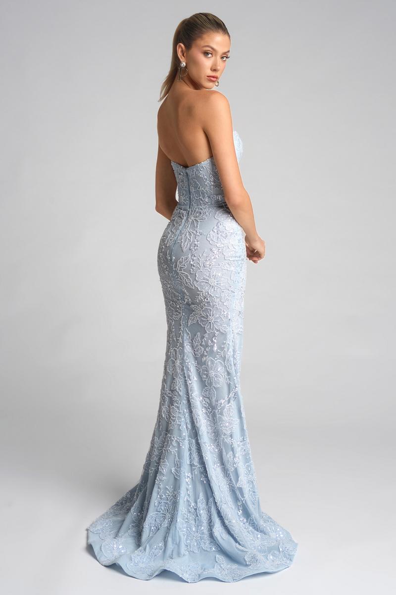 Portia and Scarlett Strapless Lace Corset Prom Dress PS26175