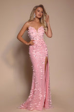 Portia and Scarlett Strapless 3D Floral Embellished Prom Dress PS26176