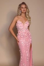 Portia and Scarlett Strapless 3D Floral Embellished Prom Dress PS26176