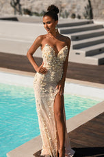 Portia and Scarlett Strapless 3D Floral Embellished Prom Dress PS26176