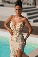 Portia and Scarlett Strapless 3D Floral Embellished Prom Dress PS26176