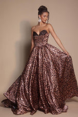 Portia & Scarlett Leopard Print Strapless Ballgown PS26188