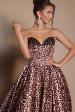 Portia & Scarlett Leopard Print Strapless Ballgown PS26188