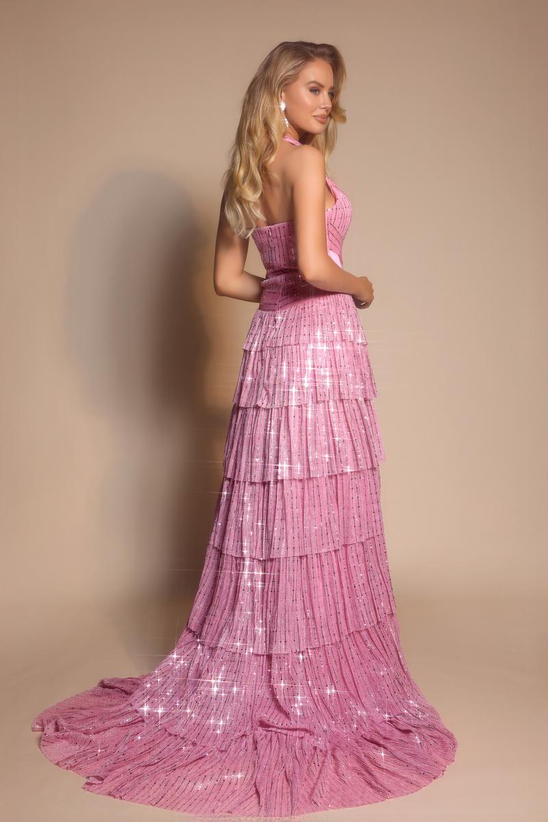 Portia and Scarlett Sparkly A-line Halter Top Prom Dress PS26198