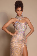 Portia and Scarlett Strapless Sparkly Prom Dress with Matching Choker PS26199