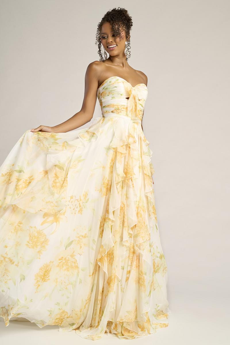Portia & Scarlett A-Line Floral Print Prom Dress PS26254