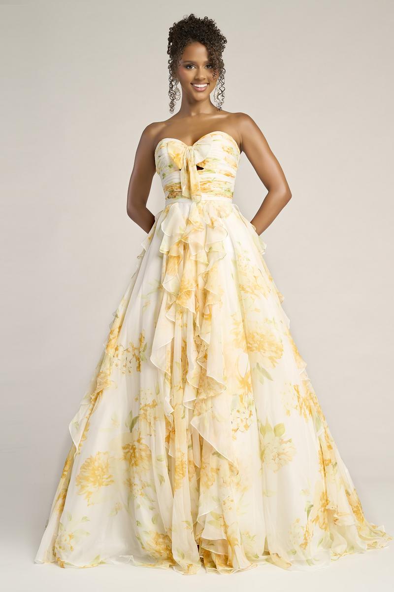 Portia & Scarlett A-Line Floral Print Prom Dress PS26254