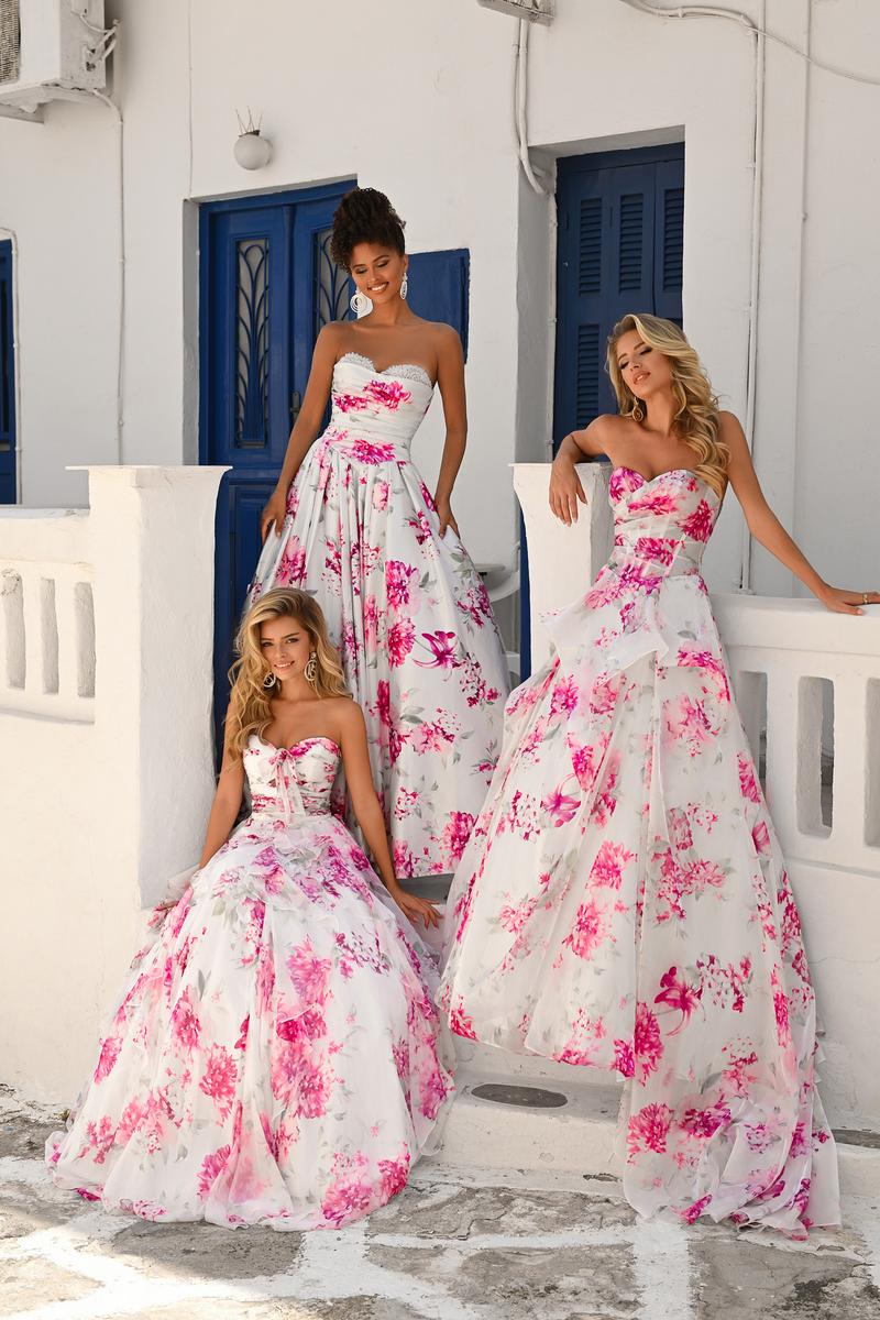 Portia and Scarlett Strapless Floral Ball Gown Prom Dress PS26083