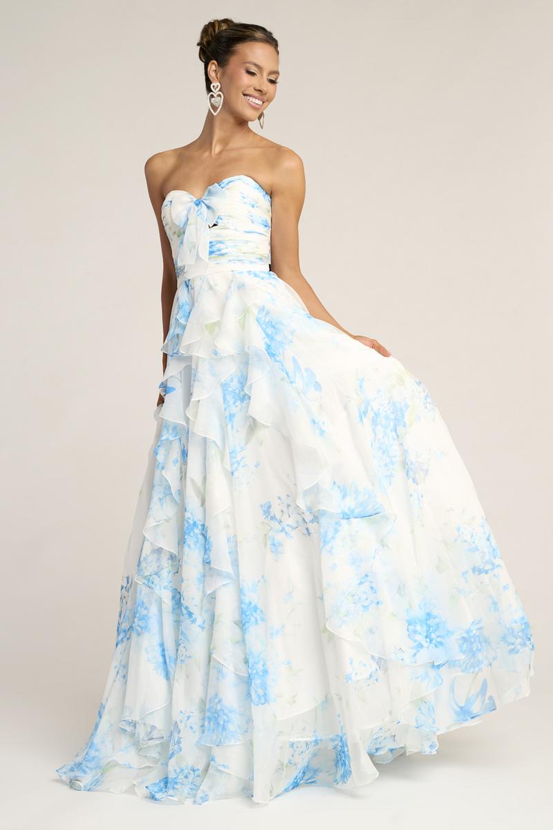 Portia & Scarlett A-Line Floral Print Prom Dress PS26254