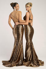 Portia & Scarlett Leopard Fitted Prom Dress PS26257