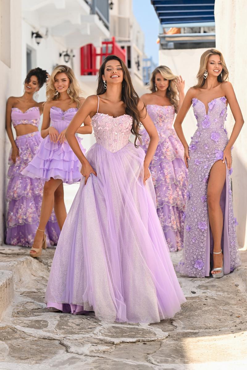 Portia and Scarlett Floral Corset Ball Gown Prom Dress PS26051