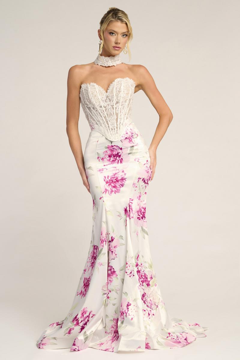 Portia and Scarlett Floral Print Prom Dress PS26299