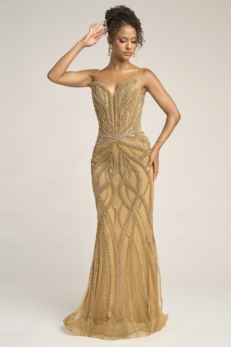 Portia and Scarlett Plunging Beaded Prom Dress PS26401C