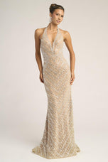 Portia and Scarlett Halter Beaded Prom Dress PS26452C