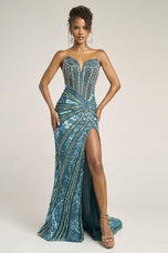 Portia and Scarlett Strapless Cat Eye Prom Dress PS26431C