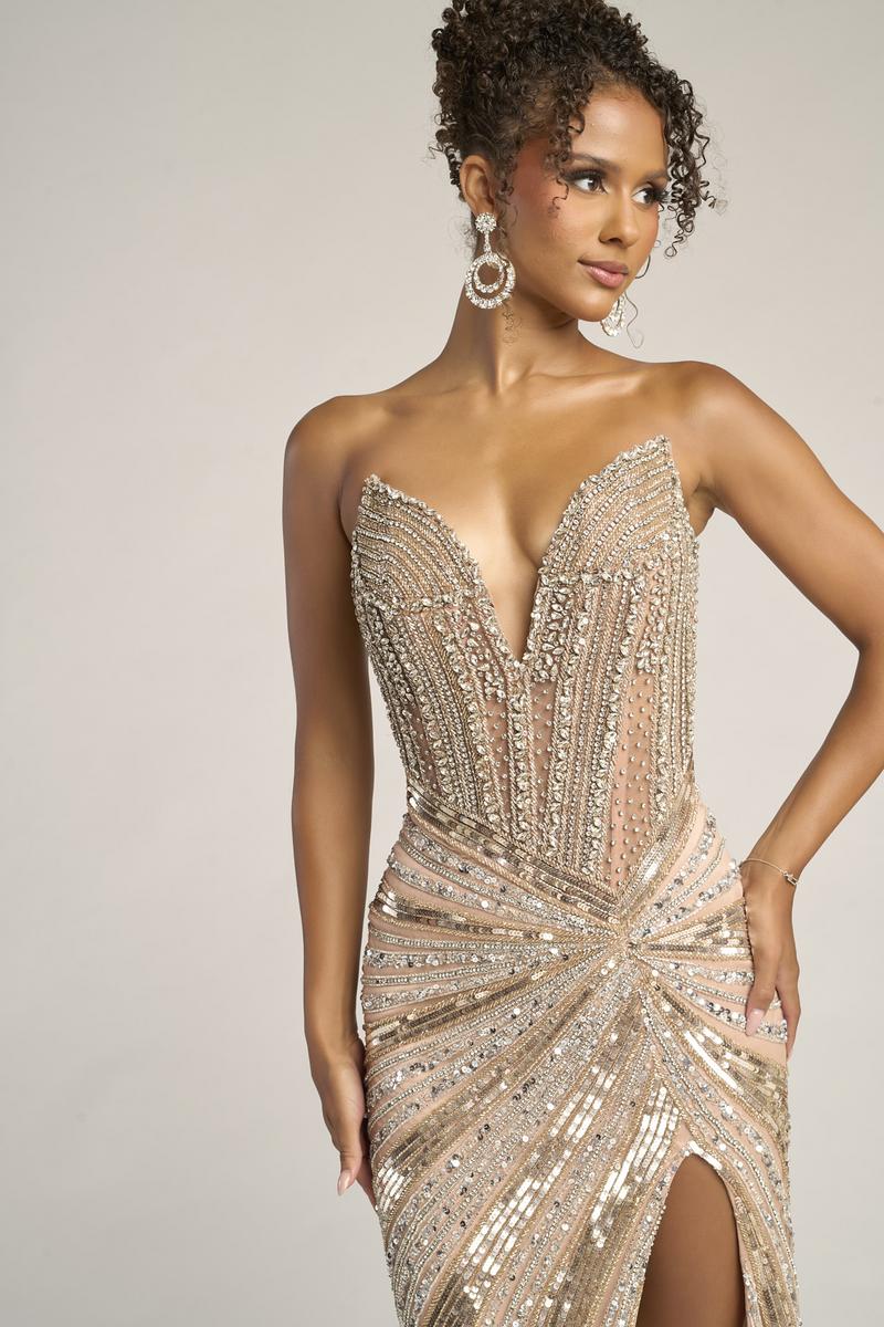 Portia and Scarlett Strapless Cat Eye Prom Dress PS26431C
