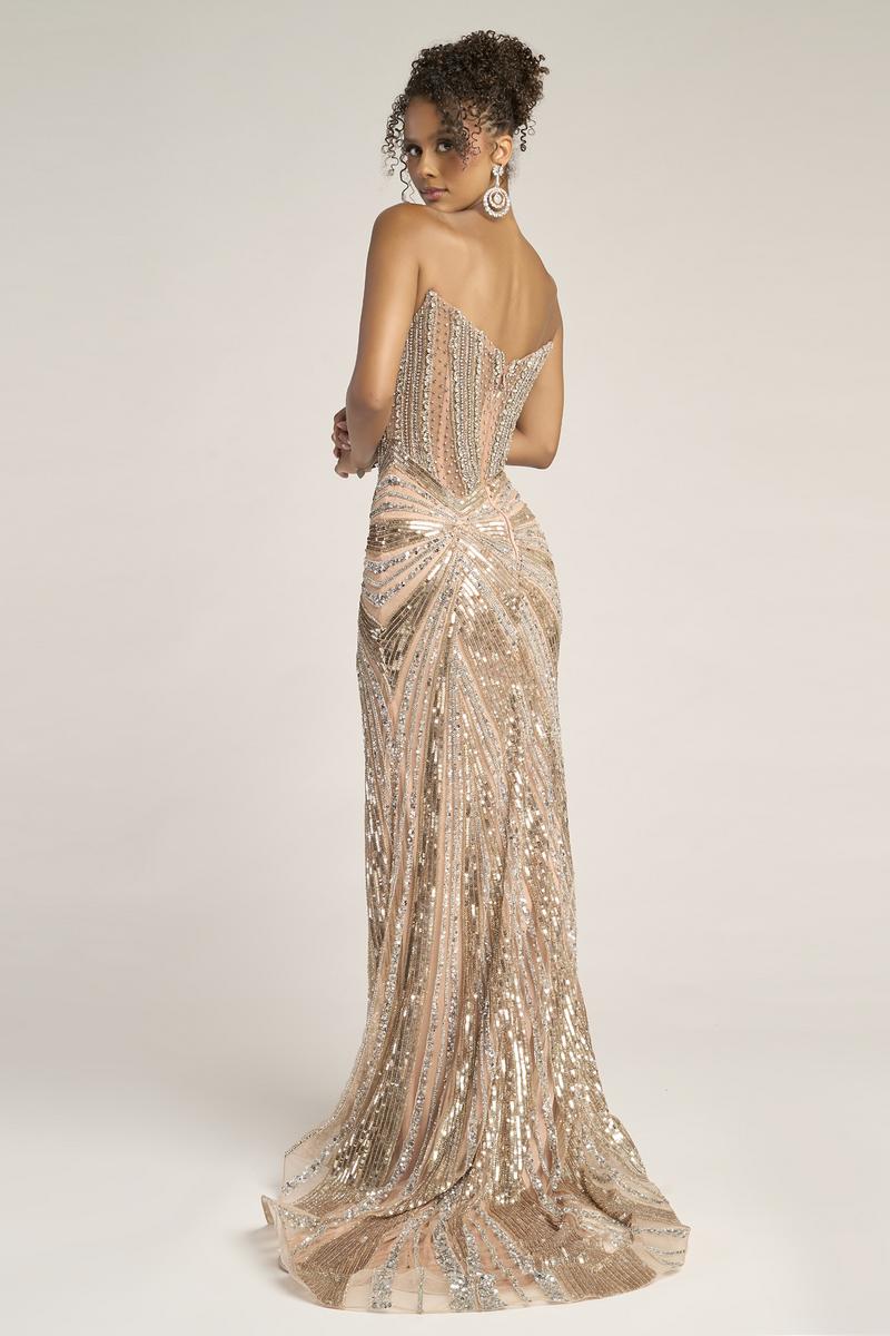 Portia and Scarlett Strapless Cat Eye Prom Dress PS26431C