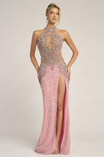 Portia and Scarlett Beaded Halter Prom Dress PS26436C