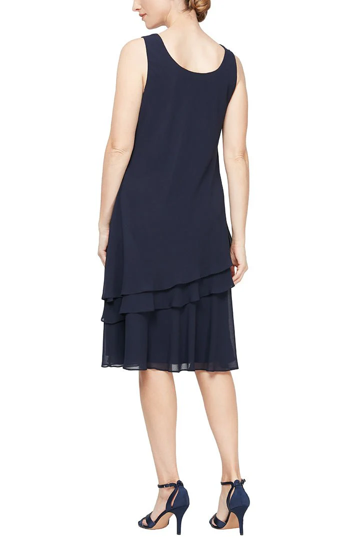 Alex Evenings Knee Length Chiffon 2-Piece Dress 8192005 Alex Evenings Knee Length Chiffon 2-Piece Dress 8192005