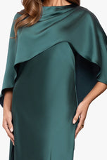 Xscape Evenings "Tallulah" Satin Overlay Cape Dress 7450X