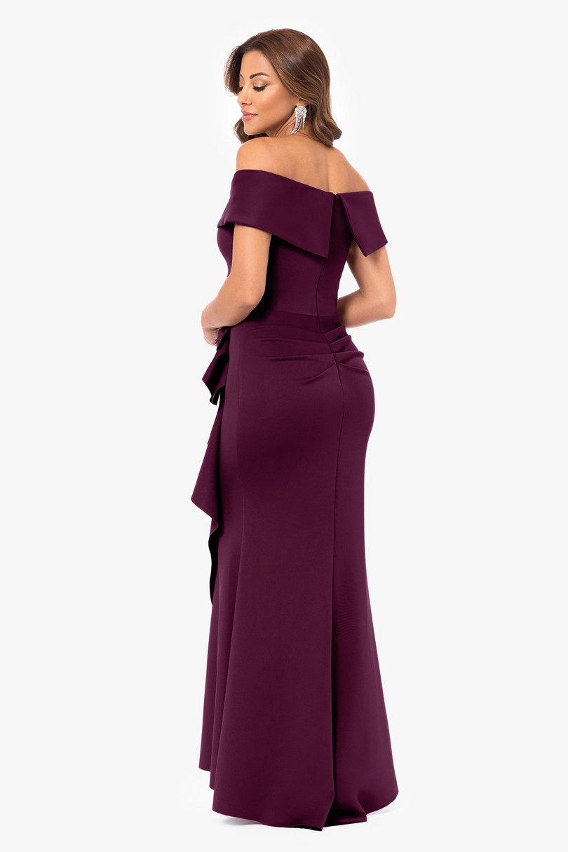 women's off-the-shoulder scuba crepe midi dress Betsy & Adam Womens Scuba Crepe Sheath Dress Red 8