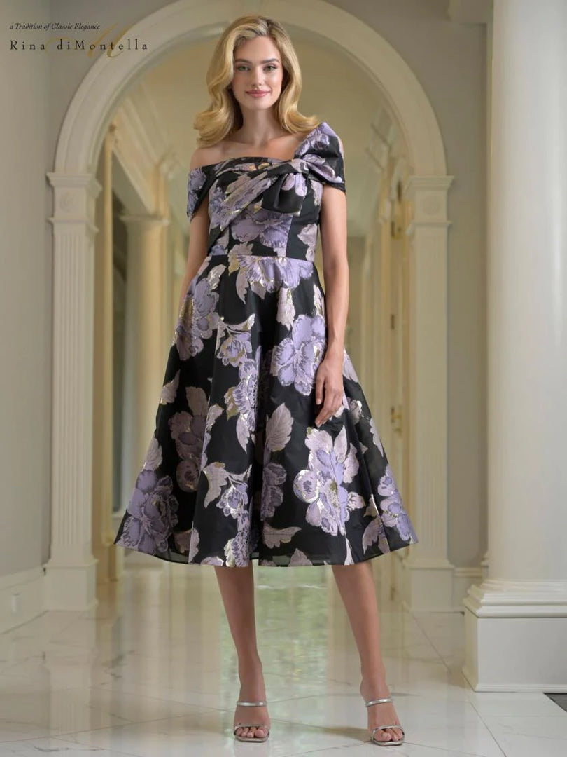 Rina di Montella One Shoulder A-Line Midi Dress RD210 Rina di Montella One Shoulder A-Line Midi Dress RD210