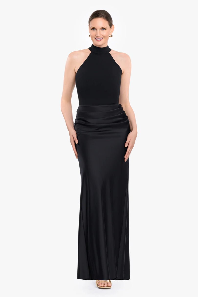 Betsy & Adam Mock Neck Long Evening Dress A28475
