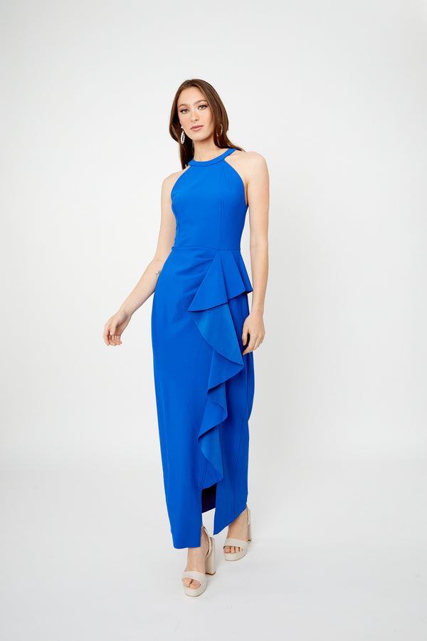 Alex Evenings Halter Neck Ruffle Evening Dress 5134401 Alex Evenings Halter Neck Ruffle Evening Dress 5134401