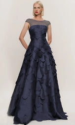 Park 108 Petal A-Line Long Evening Dress M693