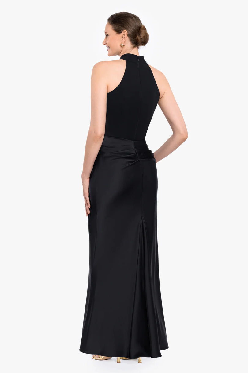 Betsy & Adam Mock Neck Long Evening Dress A28475