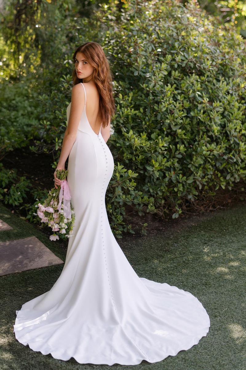 allure backless wedding dress Dreamy Fit-and-Flare Gown With Low Back