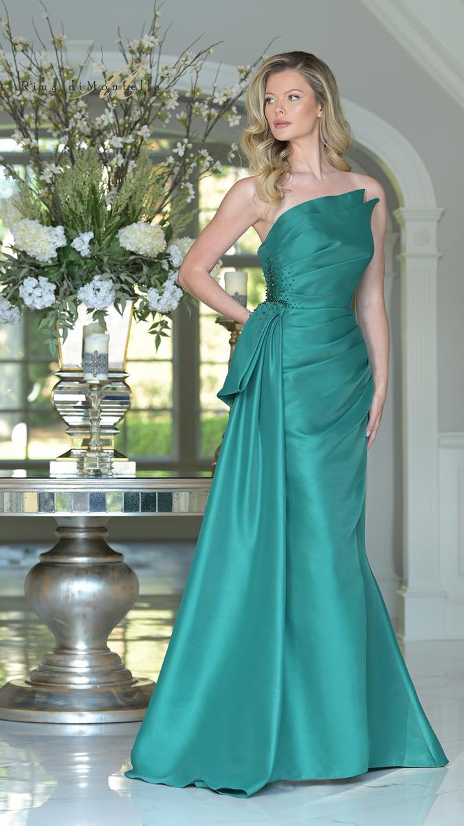 Rina di Montella Asymmetrical Neckline Fitted Dress RD2750