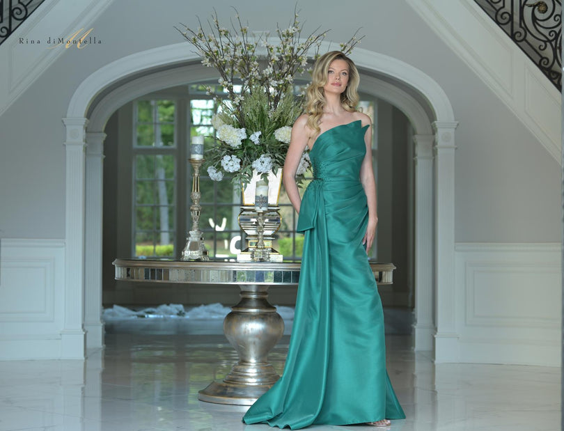 Rina di Montella Asymmetrical Neckline Fitted Dress RD2750