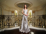Rina di Montella Floral Jacquard Fitted Evening Dress RD2912