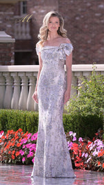 Rina di Montella Off The Shoulder Bow Fitted Dress RD3106
