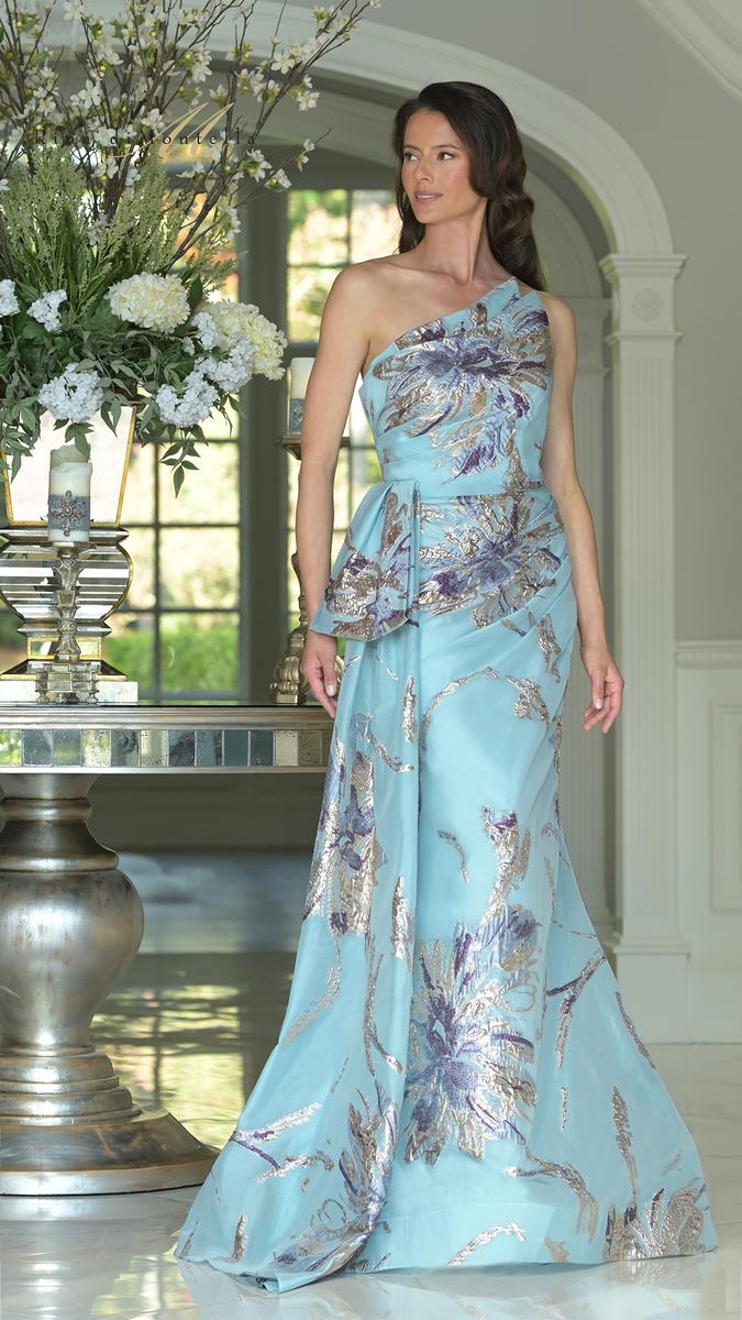Rina di Montella One Shoulder Jacquard Organza Dress RD3233