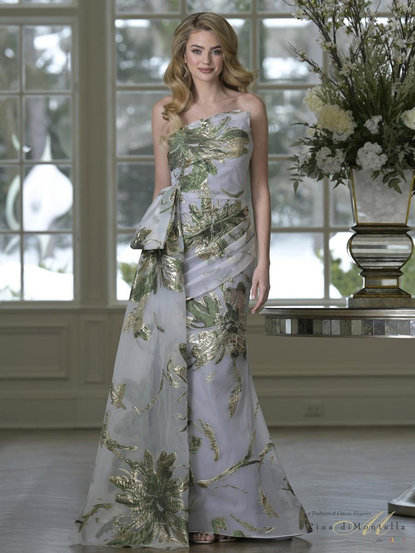 Rina di Montella One Shoulder Jacquard Organza Dress RD3233