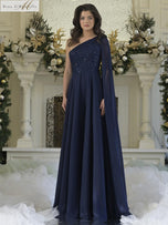 Rina di Montella One Shoulder Drape Long Dress RD3354
