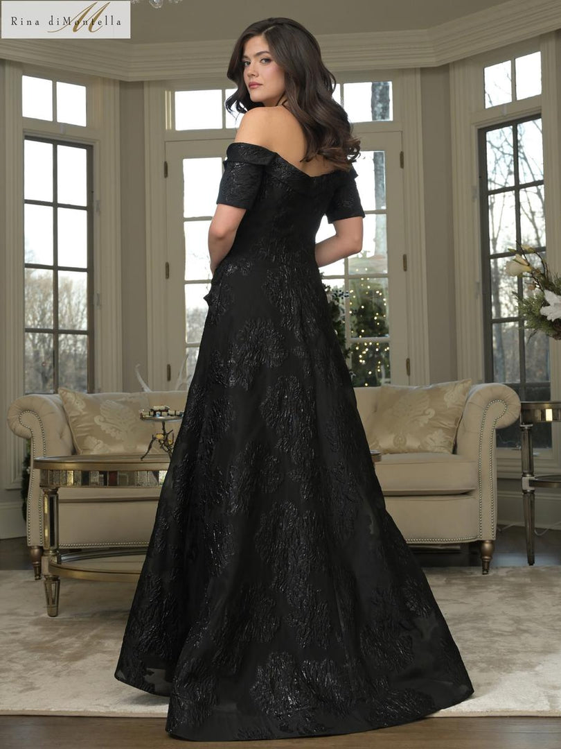 Rina di Montella A-Line Jacquard Evening Dress RD3359