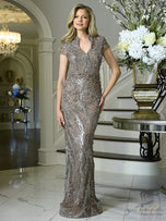 Rina di Montella Short Sleeve V-Neck Floral Gown RD3602