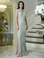 Rina di Montella Short Sleeve V-Neck Floral Gown RD3602