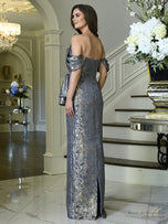 Rina Di Montella Off Shoulder Jacquard Sheath Gown RD3609