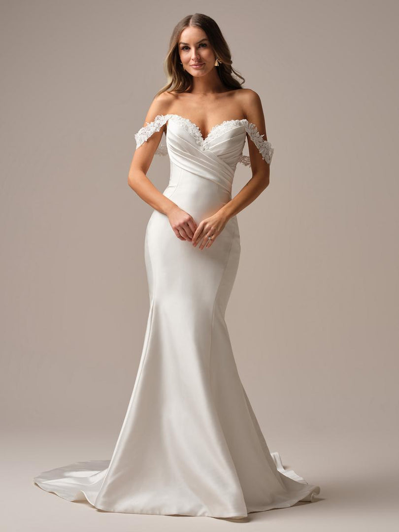 Rebecca Ingram "Cindy" Satin Fit and Flare Bridal Gown Rebecca Ingram "Cindy" Satin Fit and Flare Bridal Gown