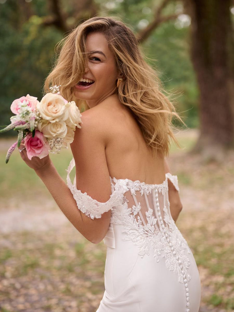 Rebecca Ingram "Cindy" Satin Fit and Flare Bridal Gown Rebecca Ingram "Cindy" Satin Fit and Flare Bridal Gown