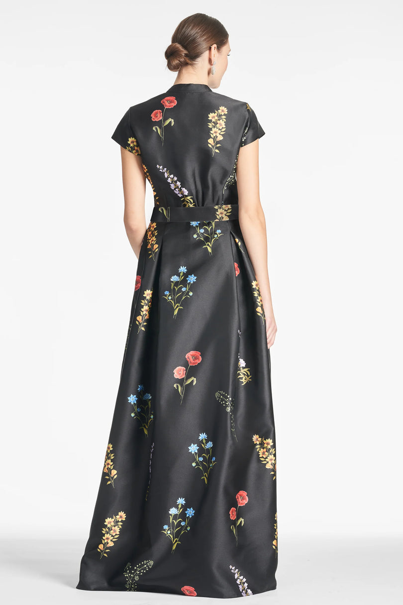 Sachin & Babi "Marta" Belted Floral A-line Gown